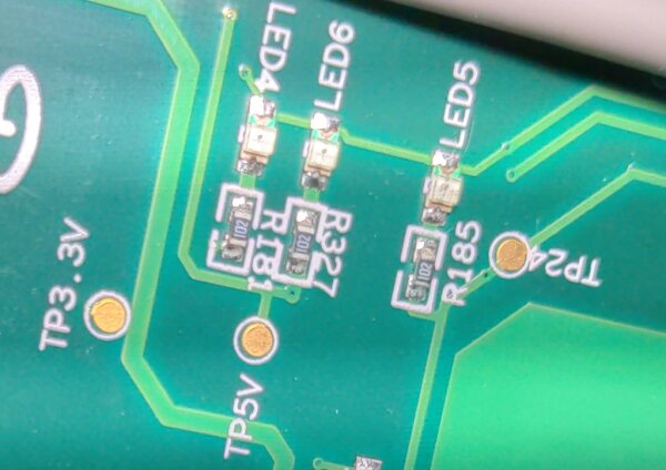 LEDs on 3.3V, 5V, 24V rails